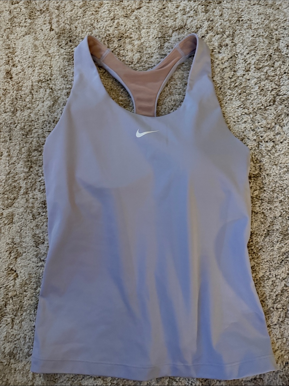 Nike Lavender Racerback Training Tank with White Swoosh with built in bra XS